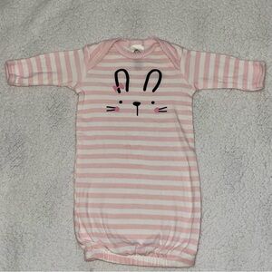 Pink Striped Baby Sleep Gown with Bunny Design